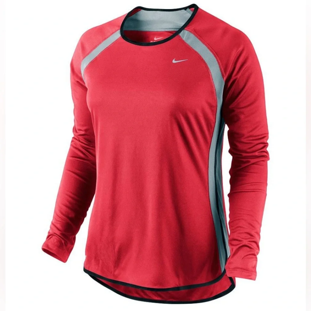 Nike fast pace dri-fit performance running long sleeve mesh inset top size M
